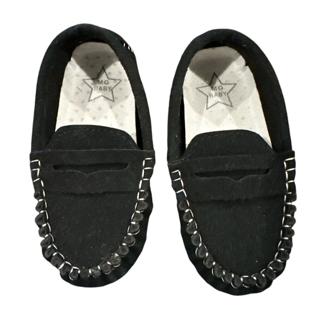 MG Baby Black Moccasins Sz 26 (9.5 Toddler) Slippers Non‎ Slip Comfortable Shoes